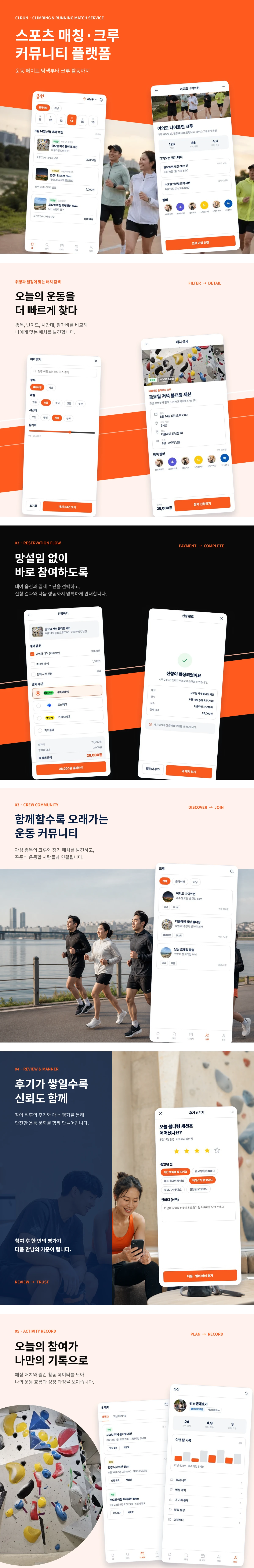스포츠 메이트 매칭·예약·결제·크루 커뮤니티 모바일 플랫폼 구축 | 클런 프로젝트 화면 1